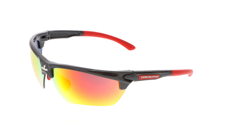 MCR Dominator® DM3 Safety Glasses - Fire Mirror Lens - Gun Metal Frame - Uncoated - Polarized - Part# DM131RZ