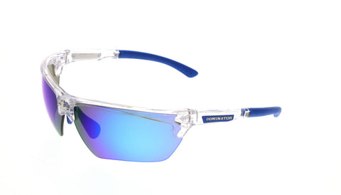 MCR Dominator® DM3 Safety Glasses - Blue Diamond Mirror Lens - Clear Frame - Uncoated - Polarized - Part# DM1328BZ