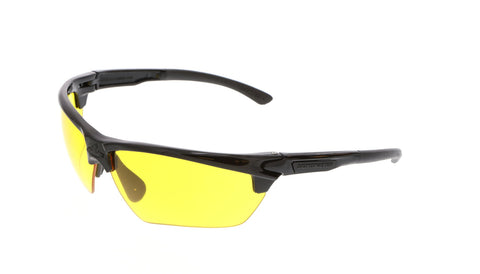 MCR Dominator® DM3 Safety Glasses - Amber Lens - Black Frame - MAX6 Anti-Fog Coating - Box of 12 - Part# DM1334PF