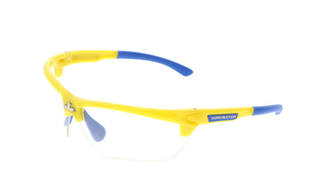 MCR Dominator® DM3 Safety Glasses - Clear Lens - Yellow Frame - MAX6 Anti-Fog Coating - Box of 12 - Part# DM1340PF