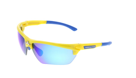 MCR Dominator® DM3 Safety Glasses - Blue Diamond Mirror Lens - Yellow Frame - Duramass Hard Coating - Box of 12 - Part# DM1348B