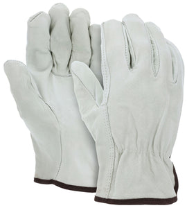 MCR Leather Drivers Work Gloves - Competitive Value (CV) C+ Grade Grain Cow - Straight Thumb - Cowskin Leather Provides Excellent Strength and Abrasion Resistance - Box of 12