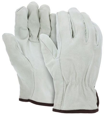 MCR Leather Drivers Work Gloves - Competitive Value (CV) C+ Grade Grain Cow - Straight Thumb - Cowskin Leather Provides Excellent Strength and Abrasion Resistance - Box of 12