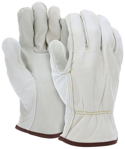 MCR Leather Drivers Work Gloves - Competitive Value (CV) C+ Grade Unlined Grain Cow Leather - Straight Thumb - Box of 12