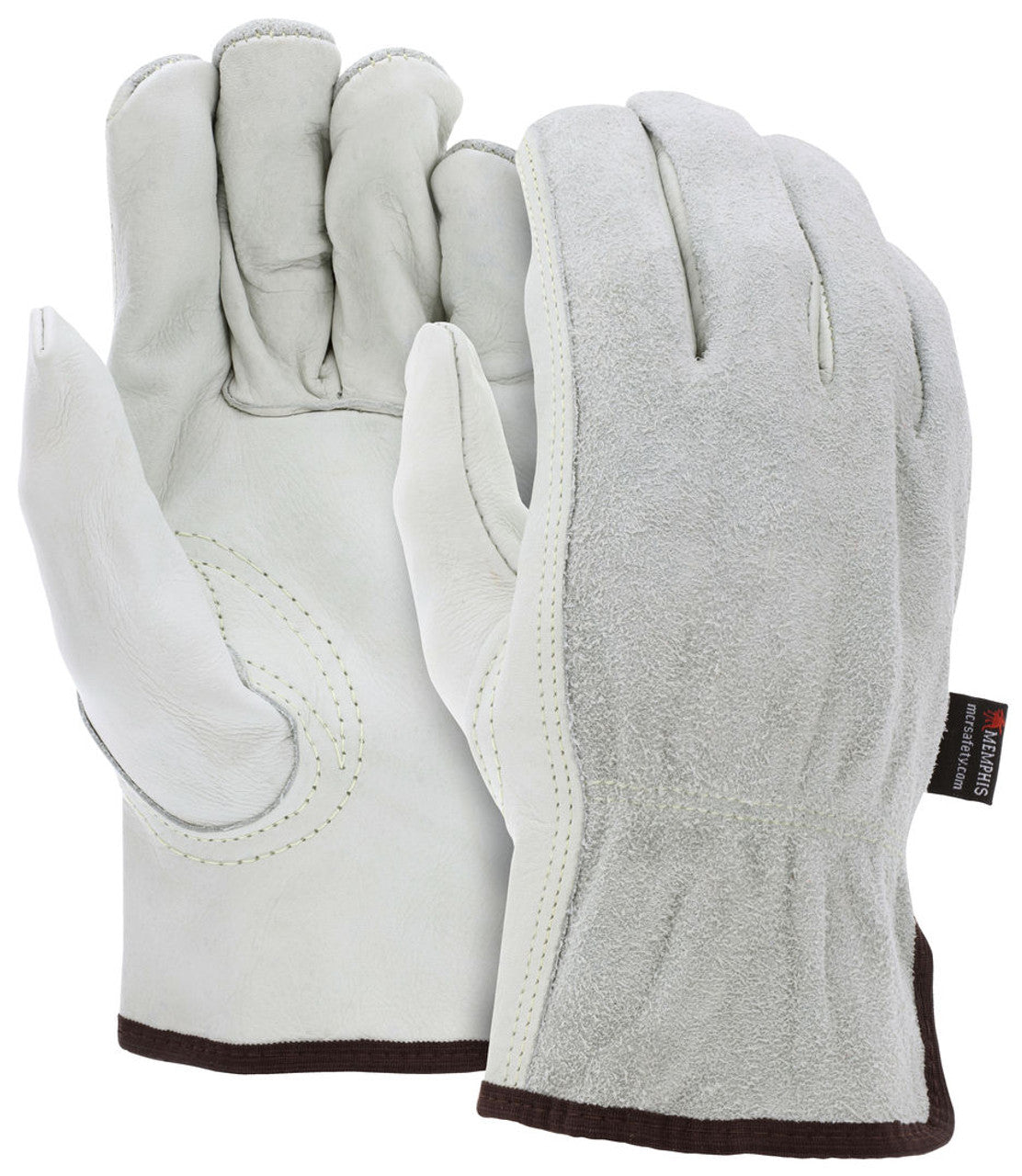 MCR Leather Drivers Work Gloves - Competitive Value (CV) C Grade - Grain Leather Palm - Split Leather Back - Keystone Thumb - Box of 12