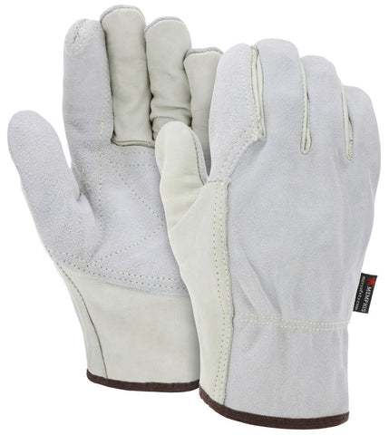 MCR Leather Drivers Work Gloves - Competitive Value (CV) C Grade Leather - Split Leather Back - Grain Leather Double Palm & Index Finger - Wing Thumb - Box of 12