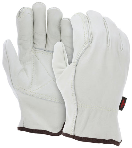 MCR Leather Drivers Work Gloves - Competitive Value (CV) C+ Grade Grain Leather - Double Palm - Wing Thumb - Box of 12
