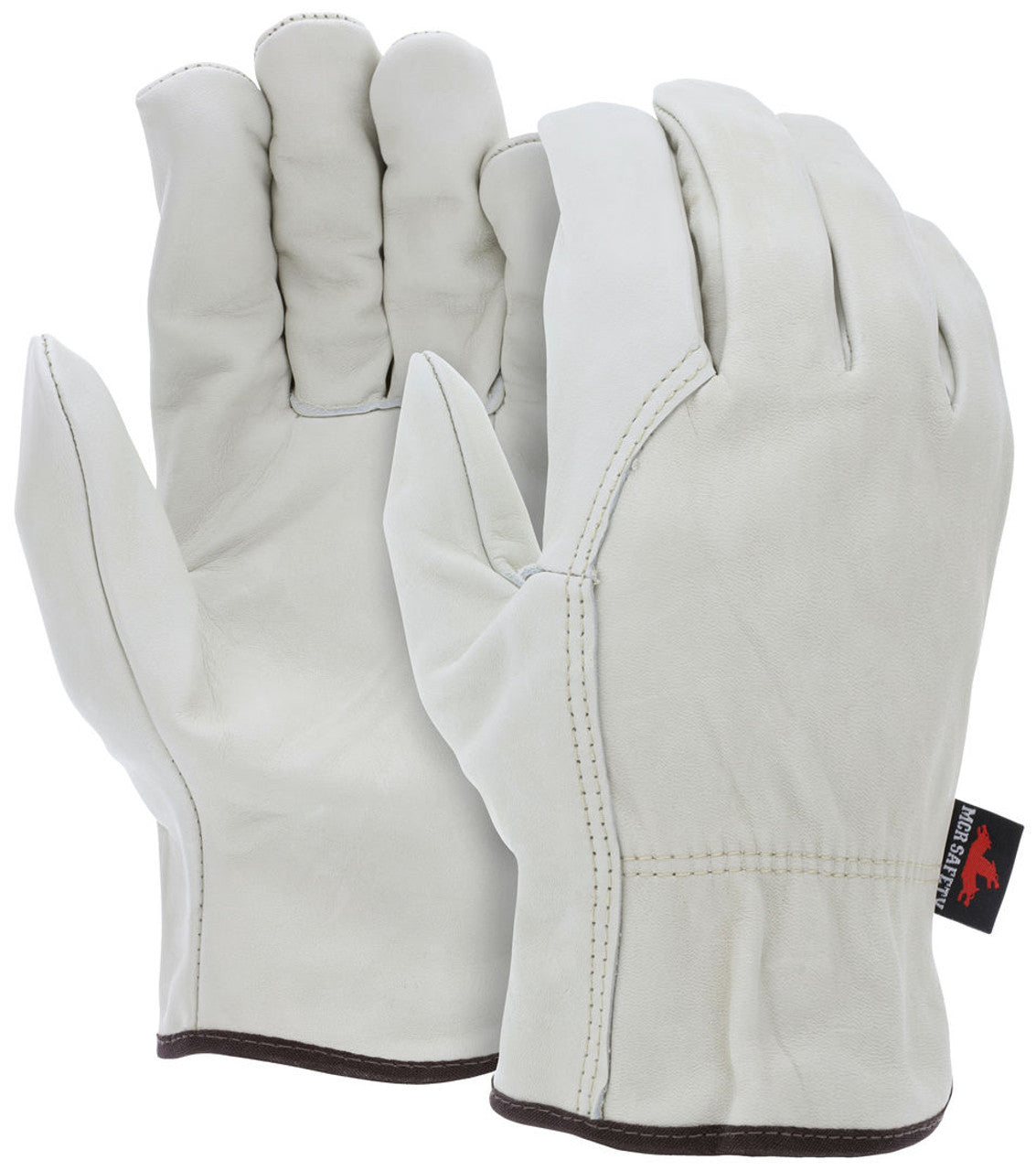 MCR Leather Drivers Work Gloves - Select B Grade Unlined Grain Cowskin Leather - Wing Thumb - Box of 12