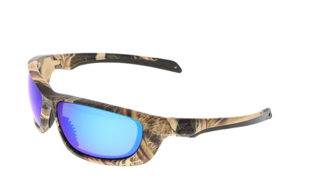 MCR Swagger® UD1 Series Safety Glasses - Blue Diamond Mirror Polarized Lens - Mossy Oak Frame - MAX36 Dual Coating - Part# MOUD118BZDC