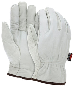 MCR Leather Driver Work Gloves - Select B Grade Grain Cowskin Leather - Fleece Insulated Gloves - Straight Thumb - Box of 12