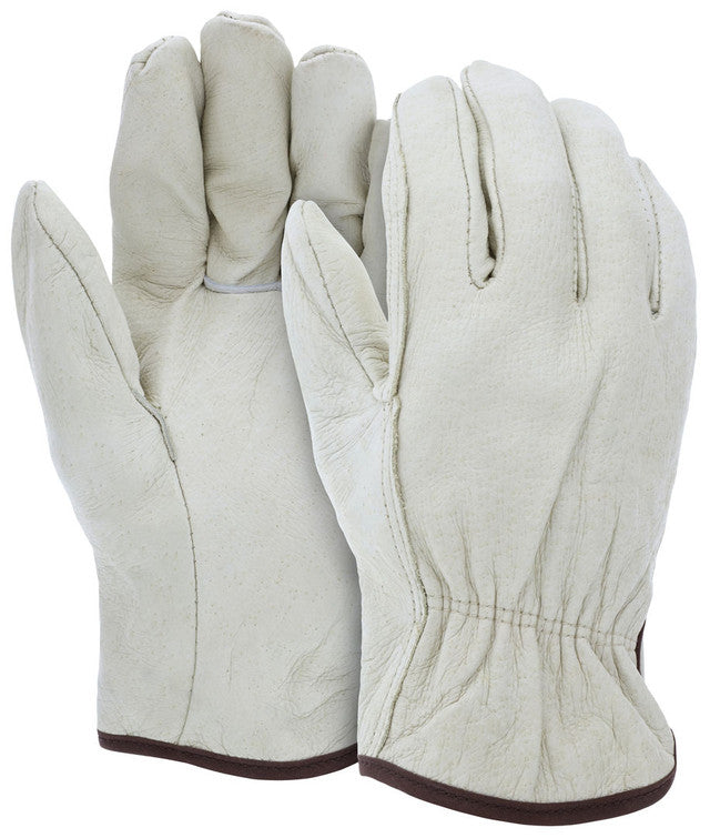 MCR Leather Drivers Work Gloves - Competitive Value (CV) C Grade Unlined Grain Pigskin - Straight Thumb - Box of 12