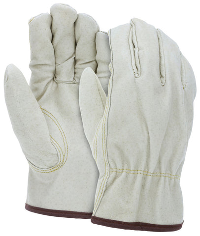 MCR Leather Drivers Work Gloves - Competitive Value (CV) C+ Grade Grain Pigskin Leather - Insulated Gloves with Fleece Lining - Keystone Thumb - Box of 12
