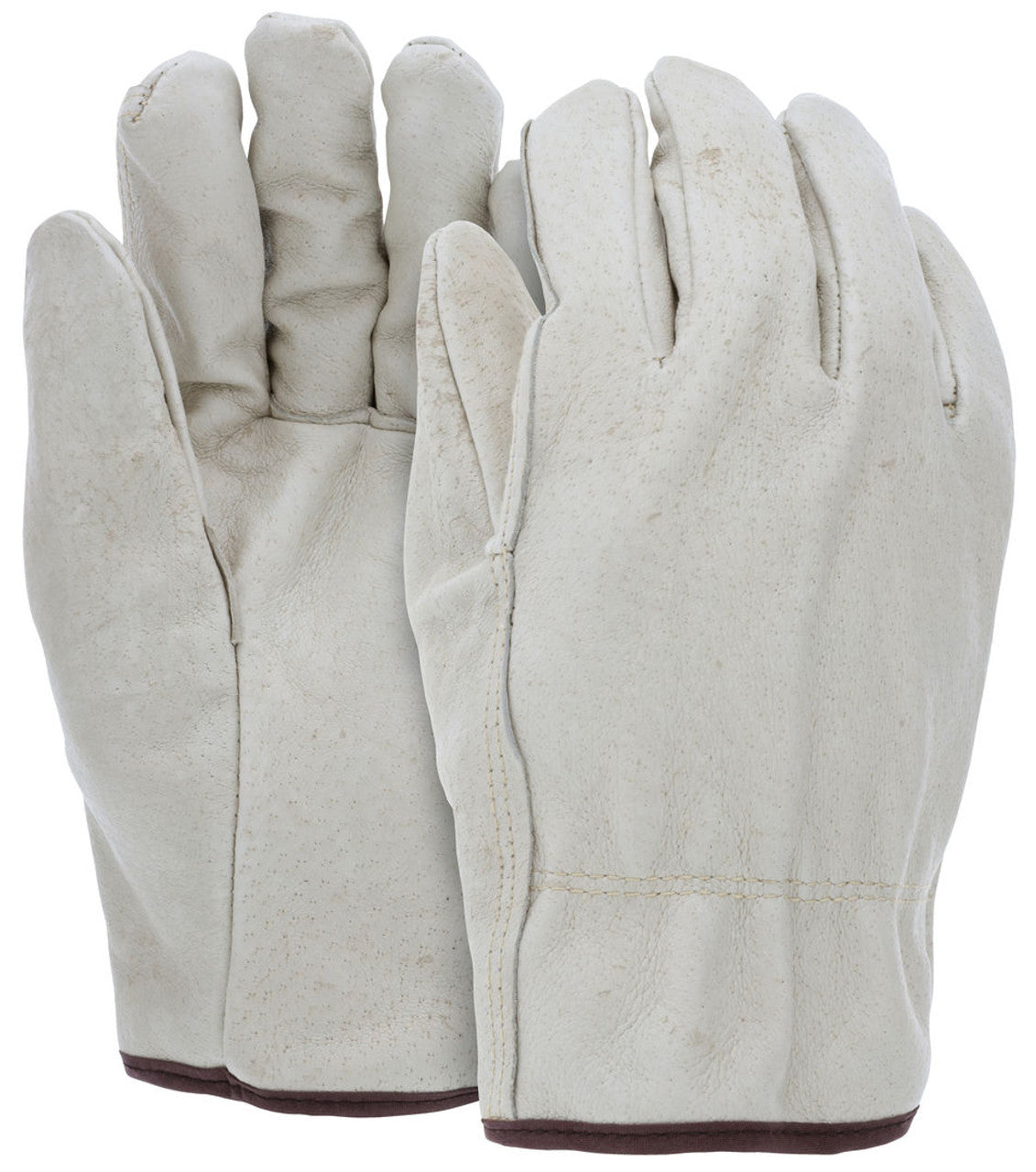 MCR Leather Drivers Work Gloves CV Grade Grain Pigskin Leather Insulated Gloves with Fleece Lining Straight Thumb - Box of 12