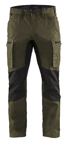 Service Pants With Stretch In Dark Olive Green/Black