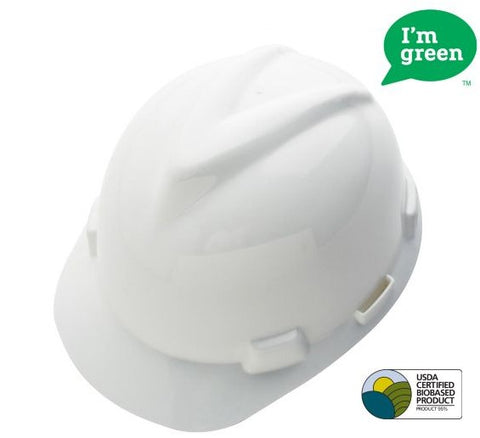 MSA V-Gard® GREEN Hard Hat Cap Style w/ 4-Point Fas-Trac Suspension