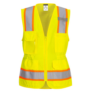 Women's Hi-Vis Contrast Tape Vest- MEDIUM