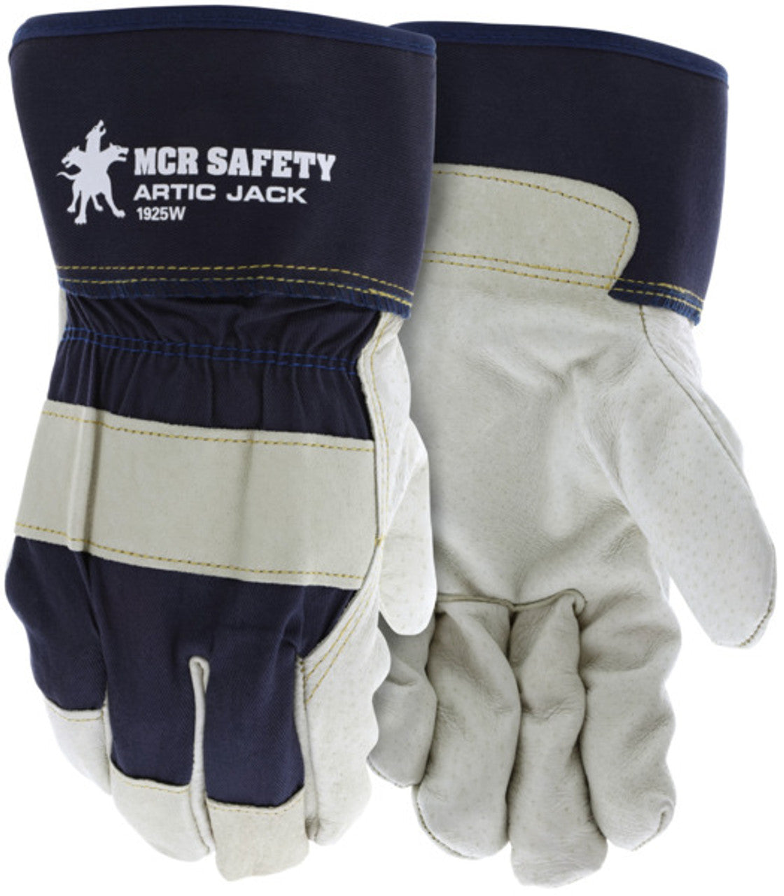 MCR Artic Jack Series - Leather Palm Insulated Work Gloves - Premium A Grade Grain Pigskin - Wool Lined - 2.5 Inch Rubberized Safety Cuff - Wool Lining Provides Warmth - Box of 12