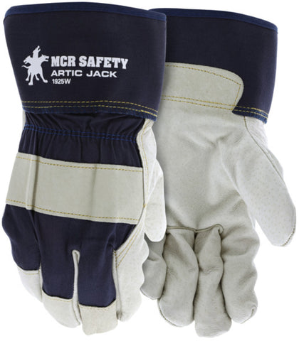 MCR Artic Jack Series - Leather Palm Insulated Work Gloves - Premium A Grade Grain Pigskin - Wool Lined - 2.5 Inch Rubberized Safety Cuff - Wool Lining Provides Warmth - Box of 12