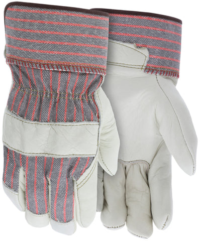 MCR Leather Palm Work Gloves - Competitive Value (CV) C+ Grade Grain Leather - 2.5 Inch Rubberized Safety Cuff - Box of 12