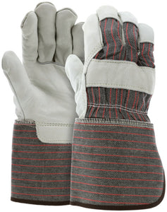 MCR Leather Palm Work Gloves - Competitive Value (CV) C+ Grade Grain Leather - 4.5 Inch Rubberized Gauntlet Cuff - Large - Box of 12 - Part# 1933L