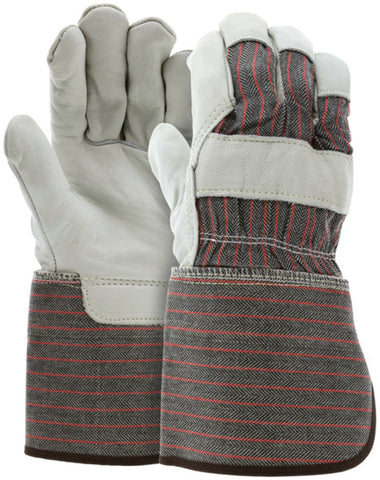 MCR Leather Palm Work Gloves - Competitive Value (CV) C+ Grade Grain Leather - 4.5 Inch Rubberized Gauntlet Cuff - Large - Box of 12 - Part# 1933L