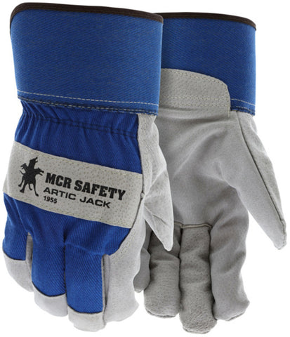 MCR Artic Jack® - Leather Palm Work Gloves - Premium A Grade Split Pigskin - 2.5 Inch Rubberized Safety Cuff - Insulated with Thermosock® Lining - Box of 12