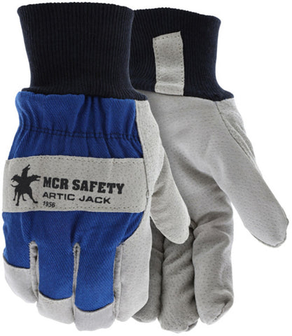 MCR Artic Jack® - Leather Palm Work Gloves - Premium A Grade Split Pigskin - Insulated Gloves Lined with Thermosock® - Knit Wrist - Box of 12