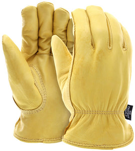 MCR Big Buck Insulated Leather Drivers Work Gloves - Lined with 3M C100 Thinsulate® - Premium A Grade Grain Deerskin - Keystone Thumb - Box of 12