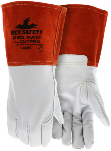 MCR Safety Red Ram® - Leather Welding Work Gloves - Premium A Grade Grain Goatskin Leather - Kevlar® Aramid Lined - 6-Inch Cowhide Split Leather Cuff - Box of 12