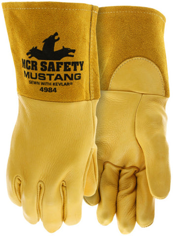 MCR Safety Big Buck - Leather Mig / Tig Welding Work Gloves - Premium A Grade Grain Deerskin Leather - 4.5 Inch Split Cow Cuff - Box of 12