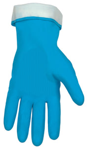 MCR Long Flock Lined Rubber Latex Gloves - 18 mil Thickness - 12 Inch Length - Industry Standard Grade - Box of 12