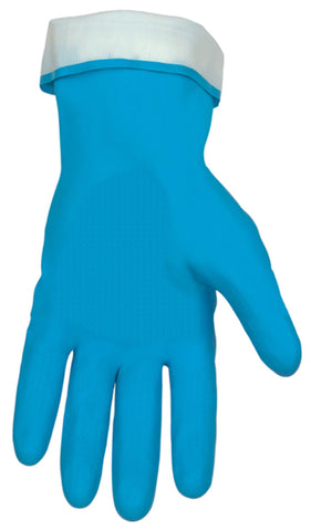 MCR Long Flock Lined Rubber Latex Gloves - 18 mil Thickness - 12 Inch Length - Industry Standard Grade - Box of 12