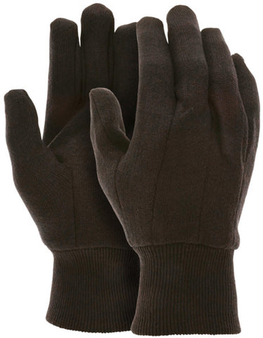 MCR Brown Jersey Work Gloves - Deluxe Heavy Weight Option - Clute Pattern with Knit Wrist - Cotton Polyester Blend - Brown Jersey Gloves are Good for Laundering - Box of 12