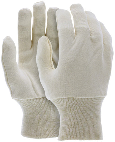 MCR Natural Jersey Work Gloves - Reversible Pattern with Knit Wrist - 100% Cotton - Reversible Pattern - Box of 12