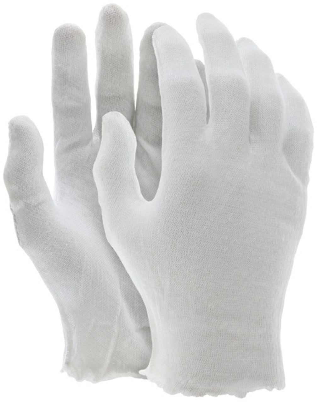 MCR White Inspectors Gloves - Reversible and Unhemmed - Blended Polyester Cotton Lisle - Straight Thumb - Thin White Cotton Inspection Gloves - Case of 100