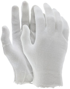 MCR White Inspectors Gloves - Reversible and Unhemmed - Blended Polyester Cotton Lisle - Straight Thumb - Thin White Cotton Inspection Gloves - Case of 100