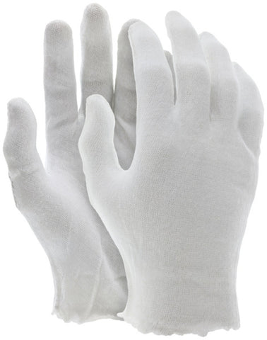 MCR White Inspectors Gloves - Reversible and Unhemmed - Blended Polyester Cotton Lisle - Straight Thumb - Thin White Cotton Inspection Gloves - Case of 100