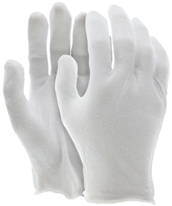 MCR White Inspectors Gloves - Reversible and Unhemmed - 100% Cotton Lisle - Straight Thumb - Case of 100