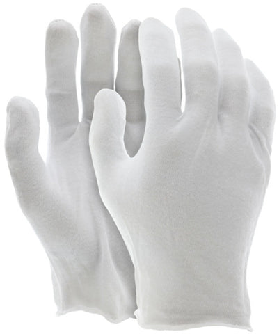 MCR White Inspectors Gloves - Reversible and Unhemmed - 100% Cotton Lisle - Straight Thumb - Case of 100