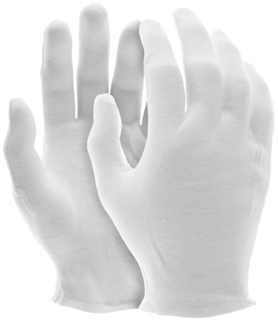 MCR White Inspectors Gloves - Reversible and Hemmed - 100% Cotton Lisle - Straight Thumb - Case of 50