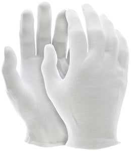 MCR White Inspectors Gloves - Reversible and Hemmed - 100% Cotton Lisle - Straight Thumb - Case of 50