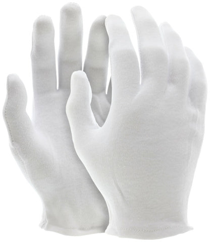 MCR White Inspectors Gloves - Reversible and Hemmed - 100% Cotton Lisle - Straight Thumb - Case of 50