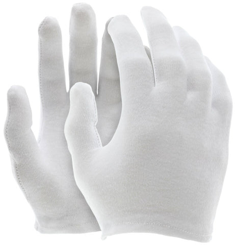 MCR White Inspectors Gloves - Reversible and Hemmed - 100% Cotton Lisle - Straight Thumb - Case of 50