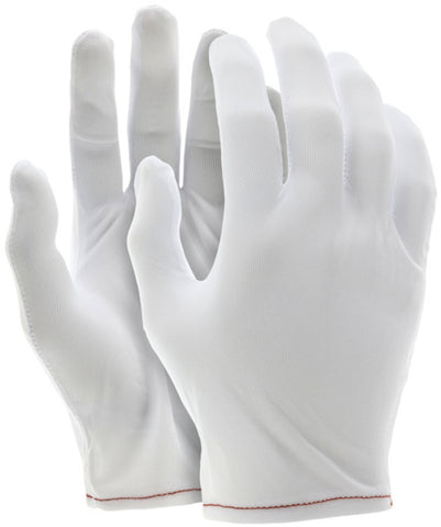 MCR White Inspectors Gloves - Reversible and Hemmed - 100% Nylon - Low Lint - Straight Thumb - Box of 12