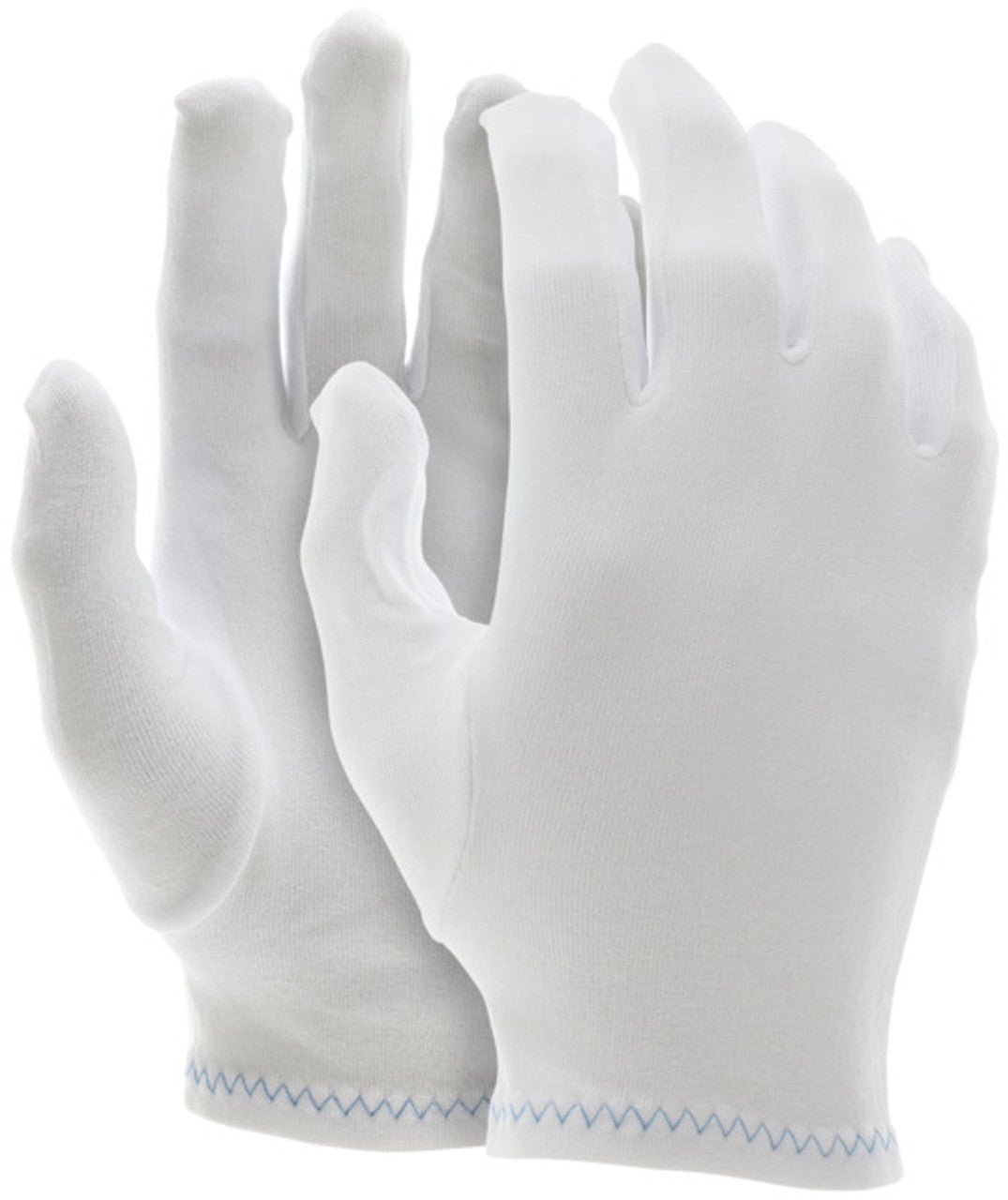 MCR White Inspectors Gloves - Reversible and Hemmed -100% Stretch Nylon - Low Lint - Inset Thumb Pattern with Finger Fourchettes allow Fingers to Move More Freely - Box of 12