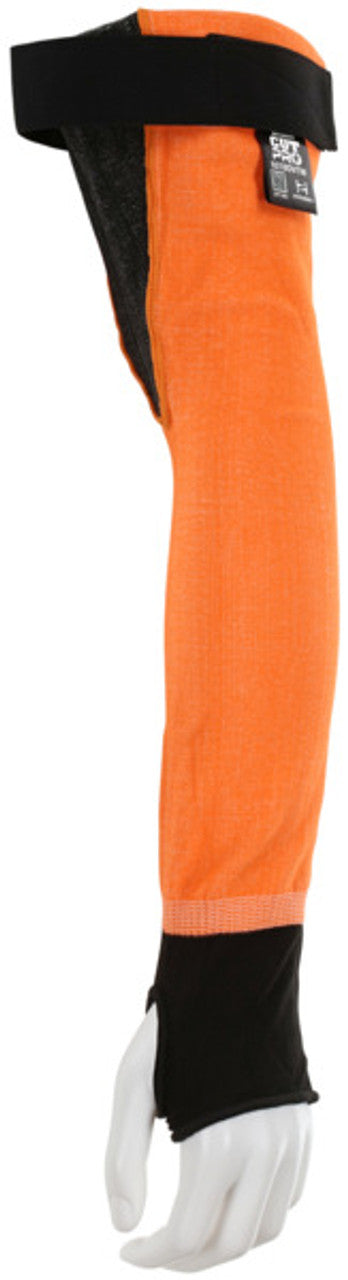 MCR Safety CutPro® - 18 Inch Sleeves - 13 Gauge HyperMax® HPPE Fabric - Hi-Visibility Orange - Adjustable Hook and Loop Bicep - Added Bicep Gusset to Fit Larger Arms - Box of 10 - Part# 9218OVTW