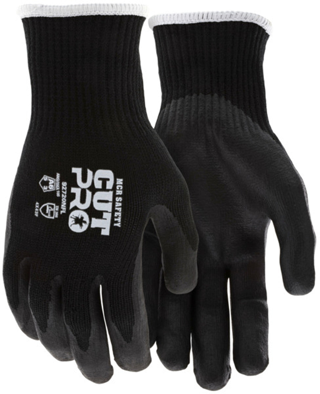 MCR Safety CutPro® - 10 Gauge HyperMax® HPPE Shell - Cut, Abrasion and Puncture Resistant Work Gloves - Nitrile Foam Coated Palm and Fingertips - Black Shell and Black Nitrile Coating Hide Dirt and Grime - Box of 12
