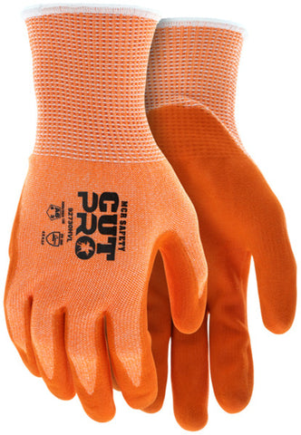 MCR Safety CutPro® - 13 Gauge HyperMax® HPPE Shell - Cut, Abrasion and Puncture Resistant Work Gloves - Sandy Nitrile Foam Coated Palm and Fingertips - Hi-Visibility Gloves - Box of 12