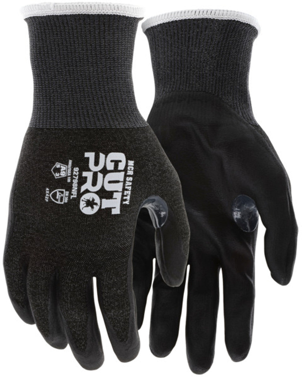 MCR Safety Cut Pro® - 18 Gauge Black HyperMax® HPPE Shell - Nitrile Foam Coated Palm and Fingertips - Reinforced Thumb Crotch - Cut Resistant Work Gloves - Box of 12