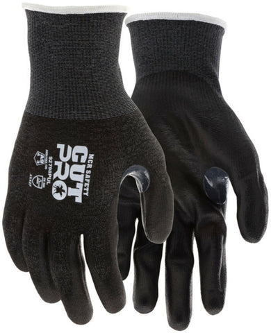 MCR Safety Cut Pro® - 18 Gauge Black HyperMax® HPPE Shell - Polyurethane (PU) Coated Palm and Fingertips - Reinforced Thumb Crotch - Cut Resistant Work Gloves - Box of 12